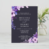 紫エレガントピンク花結婚式招待状 招待状 (スタンド正面)