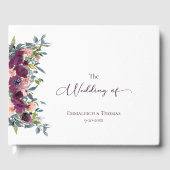 紫エレガントピンク魅力的フローラ結婚 ゲストブック (正面)