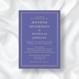 紫エレガントフォーマル結婚の金ゴールド 箔招待状