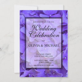 紫エレガントフローラアジサイ結婚ア 招待状