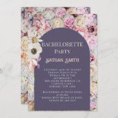 紫エレガントフローラアーチ夏バチェロレッテ 招待状 (正面/裏面)
