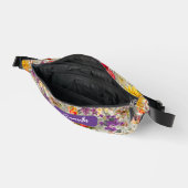 紫エレガントフローラグレーパターンのモノグラムのスリング ファニーパック (見開き)