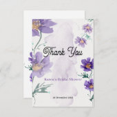 紫エレガントフローラサンキューカード サンキューカード (正面/裏面)