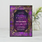 紫エレガントフローラダマスクフェイク金ゴールド 招待状 (スタンド正面)