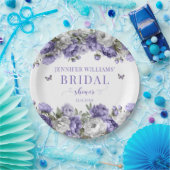 紫エレガントフローラブライダルシャワー紙プレート ペーパープレート (パーティー)