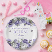 紫エレガントフローラブライダルシャワー紙プレート ペーパープレート (パーティー)