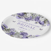 紫エレガントフローラブライダルシャワー紙プレート ペーパープレート (アングル)
