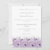紫エレガントフローラ大理石グリッター結婚ズ 招待状 (正面)
