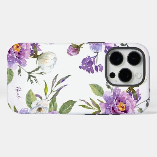 紫エレガントフローラ植物学パーソナライズされた Case-Mate iPhoneケース (裏面 (横))