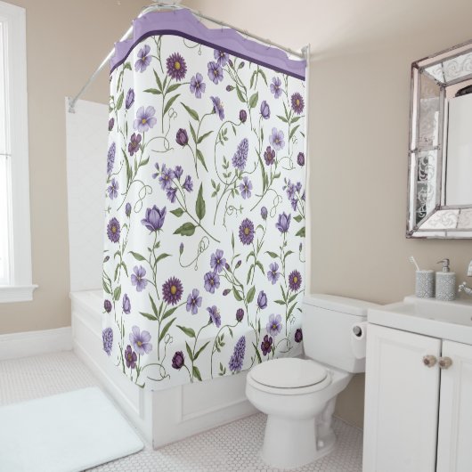 紫エレガントフローラ植物学 シャワーカーテン (インサイチュ)
