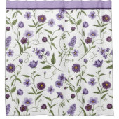 紫エレガントフローラ植物学 シャワーカーテン (正面)