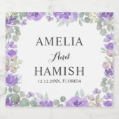 紫エレガントフローラ水の色結婚の スパークリングワインラベル (シングルラベル)