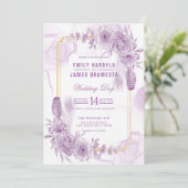紫エレガントフローラ水カラーバジェット結婚ズ 招待状 (スタンド正面)