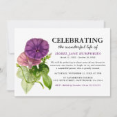 紫エレガントフローラ水彩葬儀 招待状 (正面)