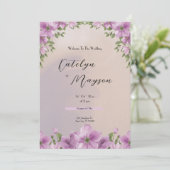 紫エレガントフローラ水結婚色 招待状 (スタンド正面)
