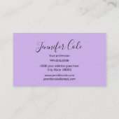 紫エレガントフローラ水色ユニーク 名刺 (裏面)
