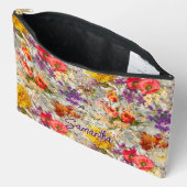 紫エレガントフローラ灰模様モノグラム アクセサリーポーチ (見開き)