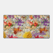 紫エレガントフローラ灰模様モノグラム デスクマット (正面)