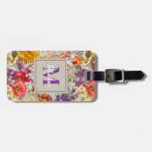 紫エレガントフローラ灰模様モノグラム ラゲッジタグ (正面横)