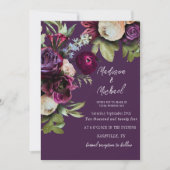 紫エレガントフローラ牡丹結婚ズ 招待状 (正面)