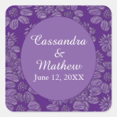 紫エレガントフローラ王室のの結婚デイジー スクエアシール (正面)