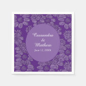 紫エレガントフローラ王室のの結婚デイジー スタンダードカクテルナプキン (正面)
