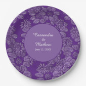 紫エレガントフローラ王室のの結婚デイジー ペーパープレート (正面)