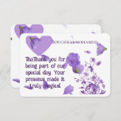 紫エレガントフローラ結婚サンキューカード サンキューカード (正面/裏面)