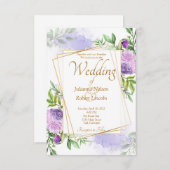 紫エレガントフローラ結婚式招待状 招待状 (正面/裏面)