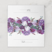 紫エレガントフローラ緑結婚の台本 プレイスカード (外部開封)