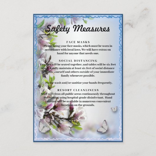 紫エレガントフローラ蝶の安全対策 エンクロージャーカード (正面)