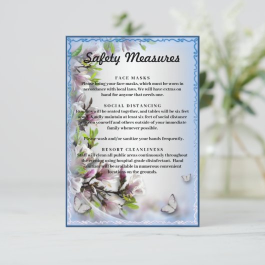 紫エレガントフローラ蝶の安全対策 エンクロージャーカード (スタンド正面)