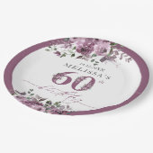 紫エレガントフローラ60誕生日 ペーパープレート (アングル)