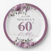 紫エレガントフローラ60誕生日 ペーパープレート (正面)