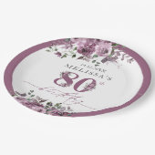 紫エレガントフローラ80誕生日 ペーパープレート (アングル)