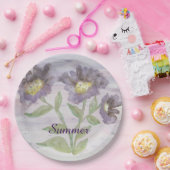 紫エレガントフローラ ペーパープレート (パーティー)