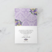 紫エレガントフローラ |レース誕生日パーティー サンキューカード (内部)