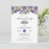 紫エレガントフローラ |レース退職パーティー 招待状 (スタンド正面)