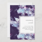 紫エレガントブモダンラシ結婚ストローク 招待状 (正面)