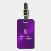 紫エレガントブラシ付きメタリックモノグラムの ラゲッジタグ (正面縦)