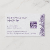 紫エレガントペイズリーオン白ウェディングプランナー 名刺 (裏面)