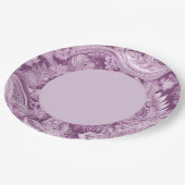 紫エレガントペイズリー縁ど ペーパープレート (アングル)