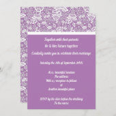 紫エレガントホワイトレース結婚ズ 招待状 (正面/裏面)