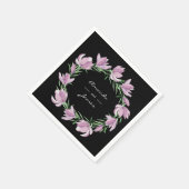 紫エレガントマグノリアフローラ水彩色 スタンダードカクテルナプキン (角)