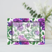 紫エレガントマゼンタ色花模様rsvp 出欠カード (スタンド正面)