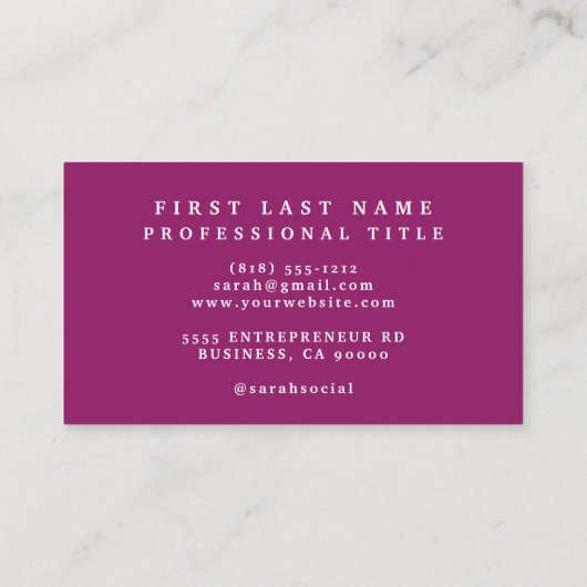 紫エレガントマゼンタ花名刺 名刺 (裏面)