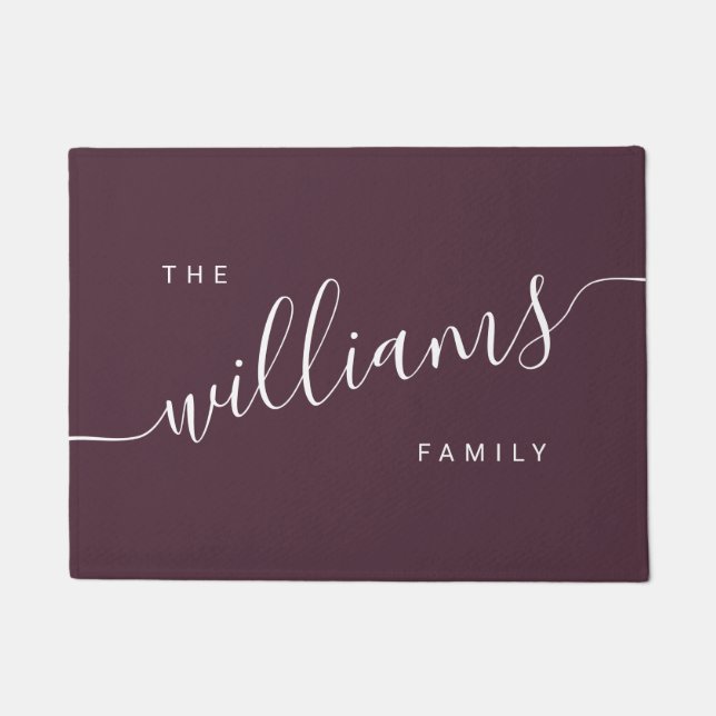 紫エレガントモダンと白 ドアマット (正面)