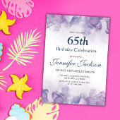 紫エレガントモダンと金ゴールドのフローラ65歳の誕生日 招待状