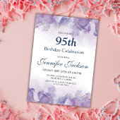 紫エレガントモダンと金ゴールドのフローラ95歳の誕生日 招待状