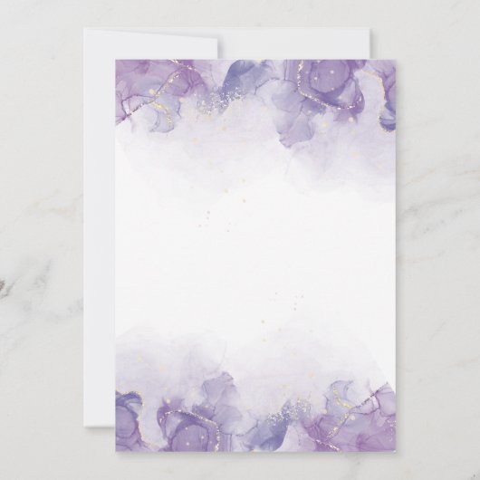 紫エレガントモダンと金ゴールドフローラ35歳の誕生日 招待状 (裏面)